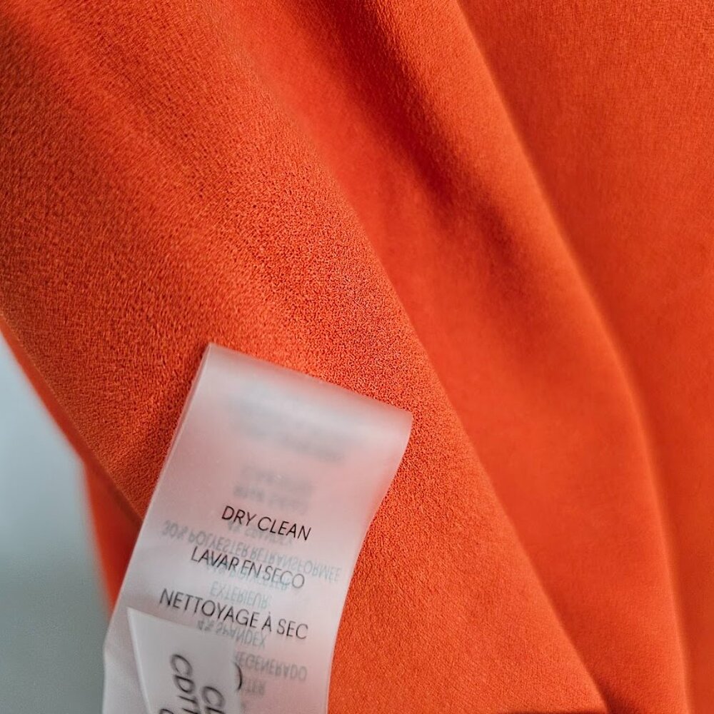 NWT CALVIN KLEIN Faux Wrap Dress ORANGE CLAY size 16 Ruffle Hem Summer Feminine - Picture 9 of 11